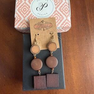 Plunder Wooden Geometric Dangle Earrings
